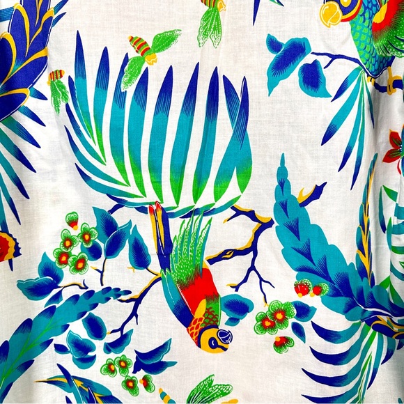 Mr. Witt Hawaiian Shirt Cotton Parrot Print Vacationcore Camp XL White - Picture 5 of 13